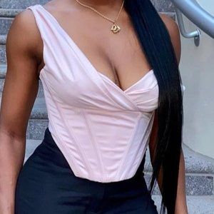 'House of CB' Blush Satin Bustier Corset - Size S